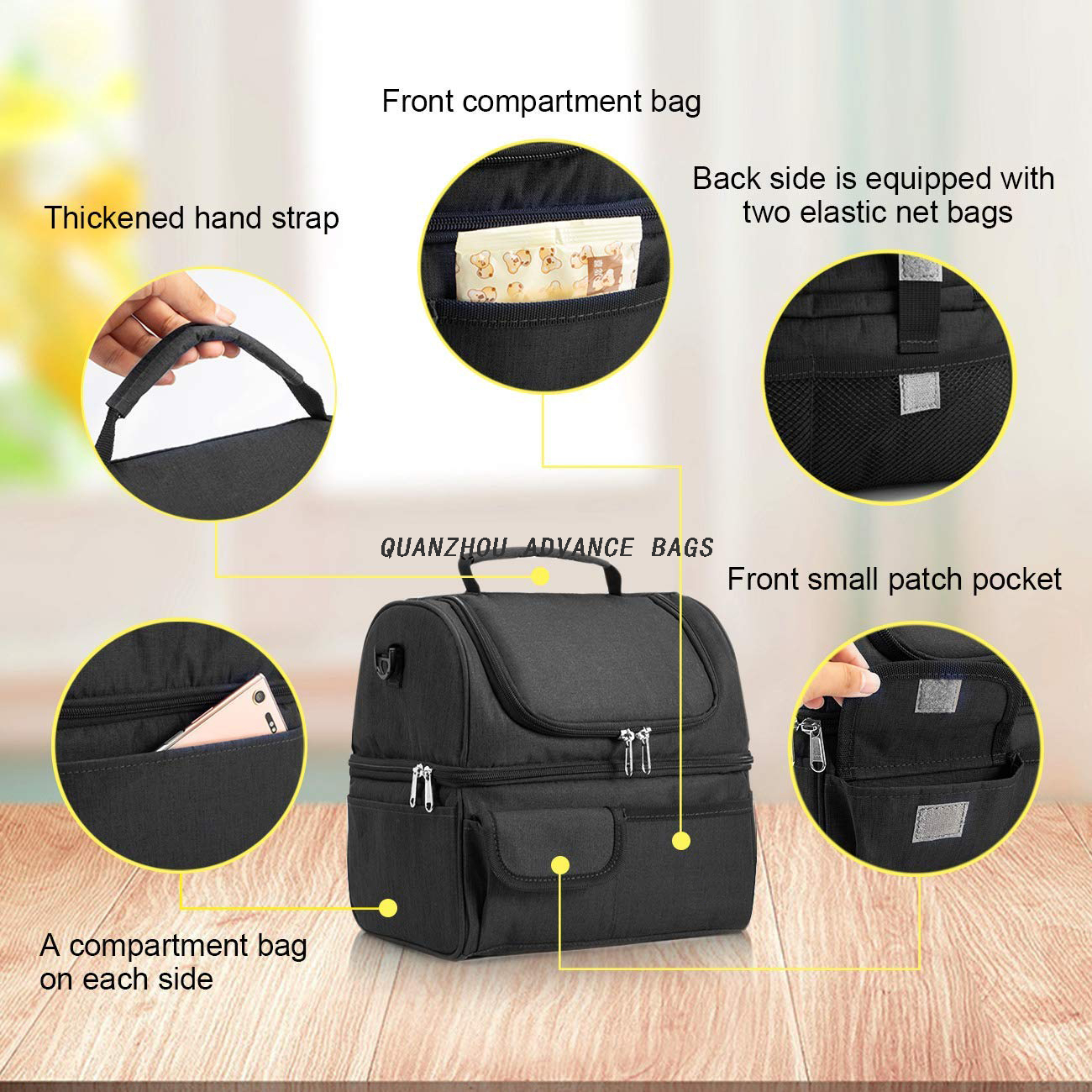 Bolsa portátil Bolsa de picnic Mochila para frigorífico Bolsas para enfriar alimentos Bolsa para frigorífico Suministros para acampar isotérmicos Almuerzo térmico Bolsa para enfriar alimentos con aislamiento Bolsa para enfriar al aire libre