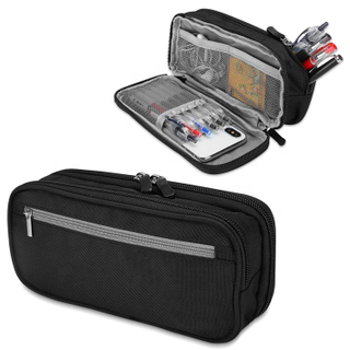 Estuche para lápices Estuche para bolígrafo Capacidad de dos capas Soporte de papelería duradero para útiles escolares Bolsa de organización de escritorio de almacenamiento de oficina