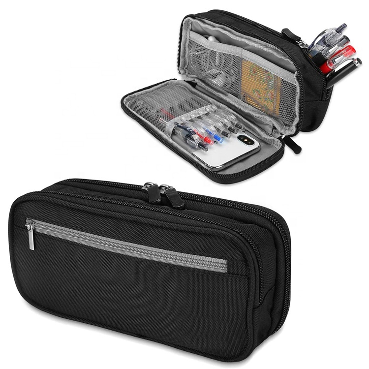 Estuche para lápices Estuche para bolígrafo Capacidad de dos capas Soporte de papelería duradero para útiles escolares Bolsa de organización de escritorio de almacenamiento de oficina