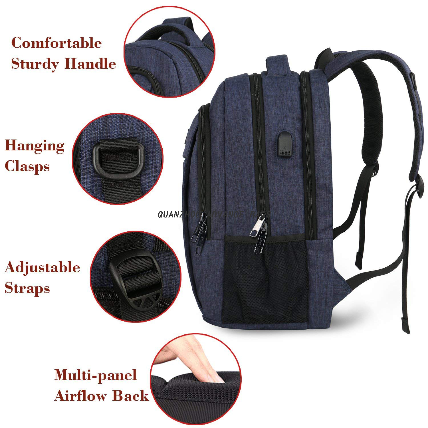 Mochila USB de gran capacidad para negocios, viajes al aire libre, negocios y ocio, mochila, mochila para computadora portátil, mochila impermeable para la universidad