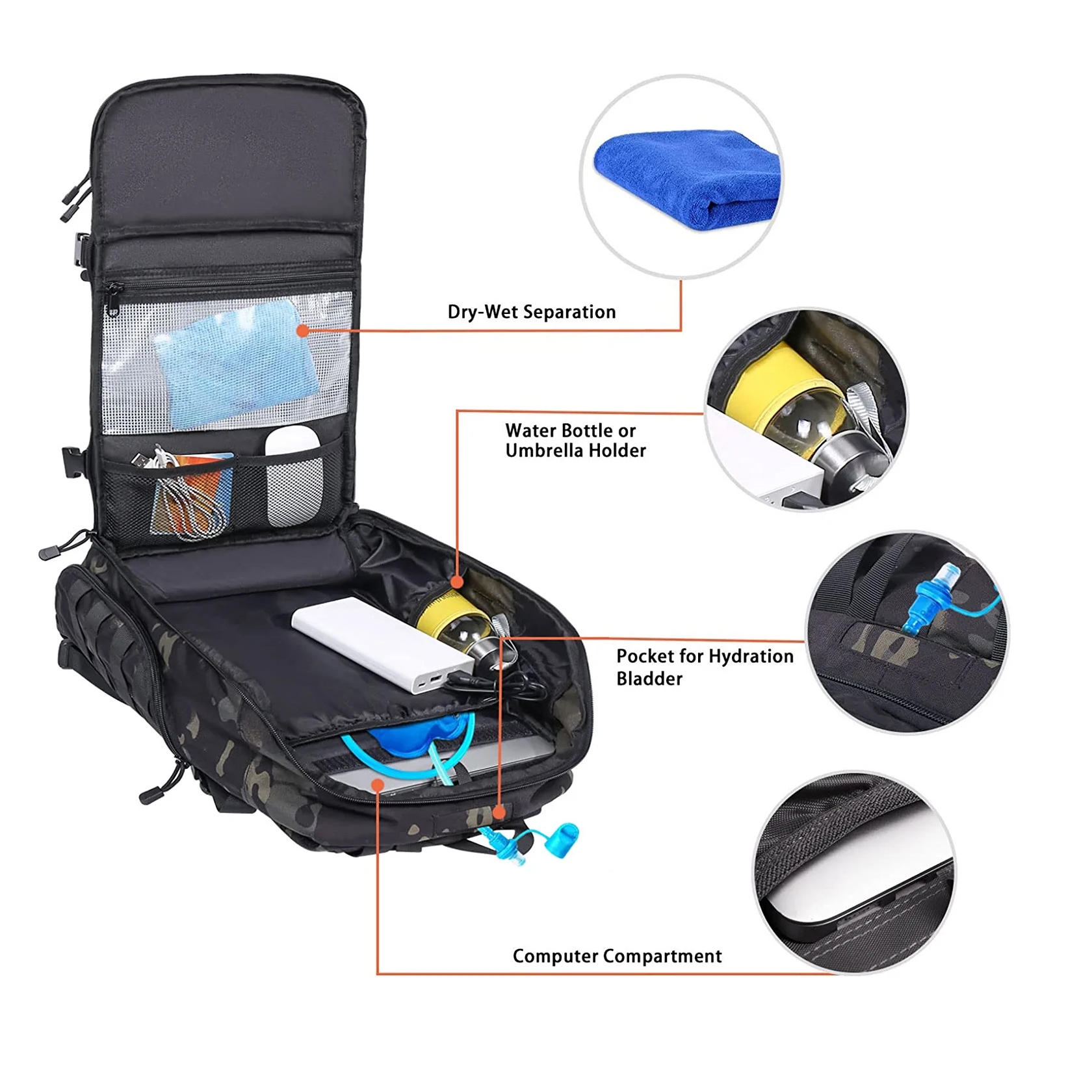 2023 mochila militar de viaje al aire libre mochila mochila de viajes