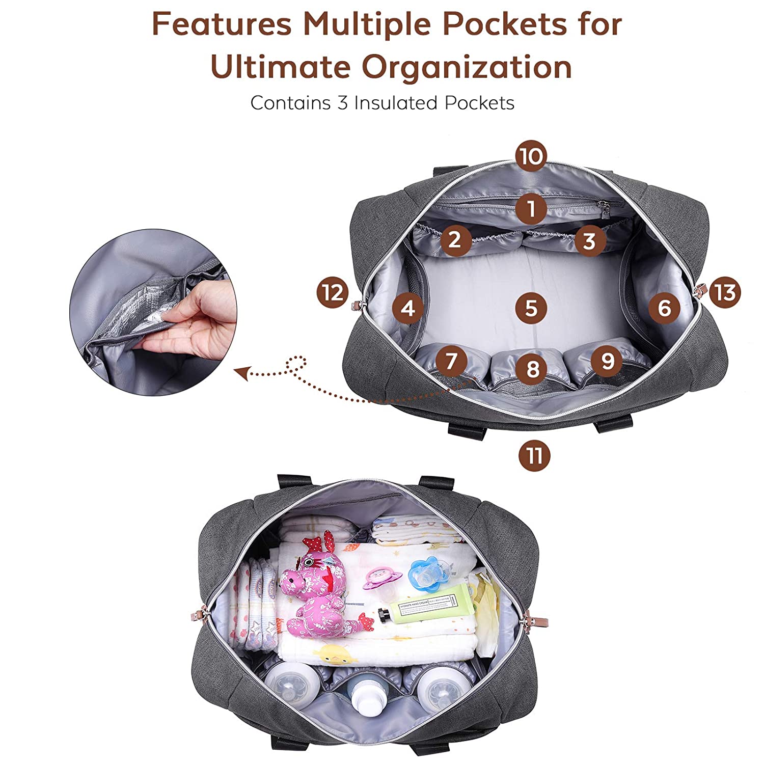 Bolsas de bebé multiusos plegables de fábrica, mochilas para pañales de viaje para bebés, mochilas para pañales para bebés