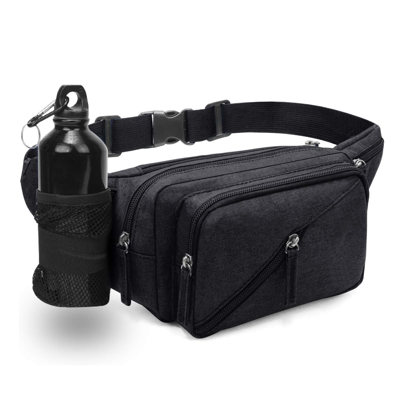 Pack Fanny Pack Impermeable Bag Pack Men Mujeres Bum Bum Bum con soporte de botella de agua Correa ajustable Adecuado para el entrenamiento al aire libre Traking Cycling Bolsa Bolsa