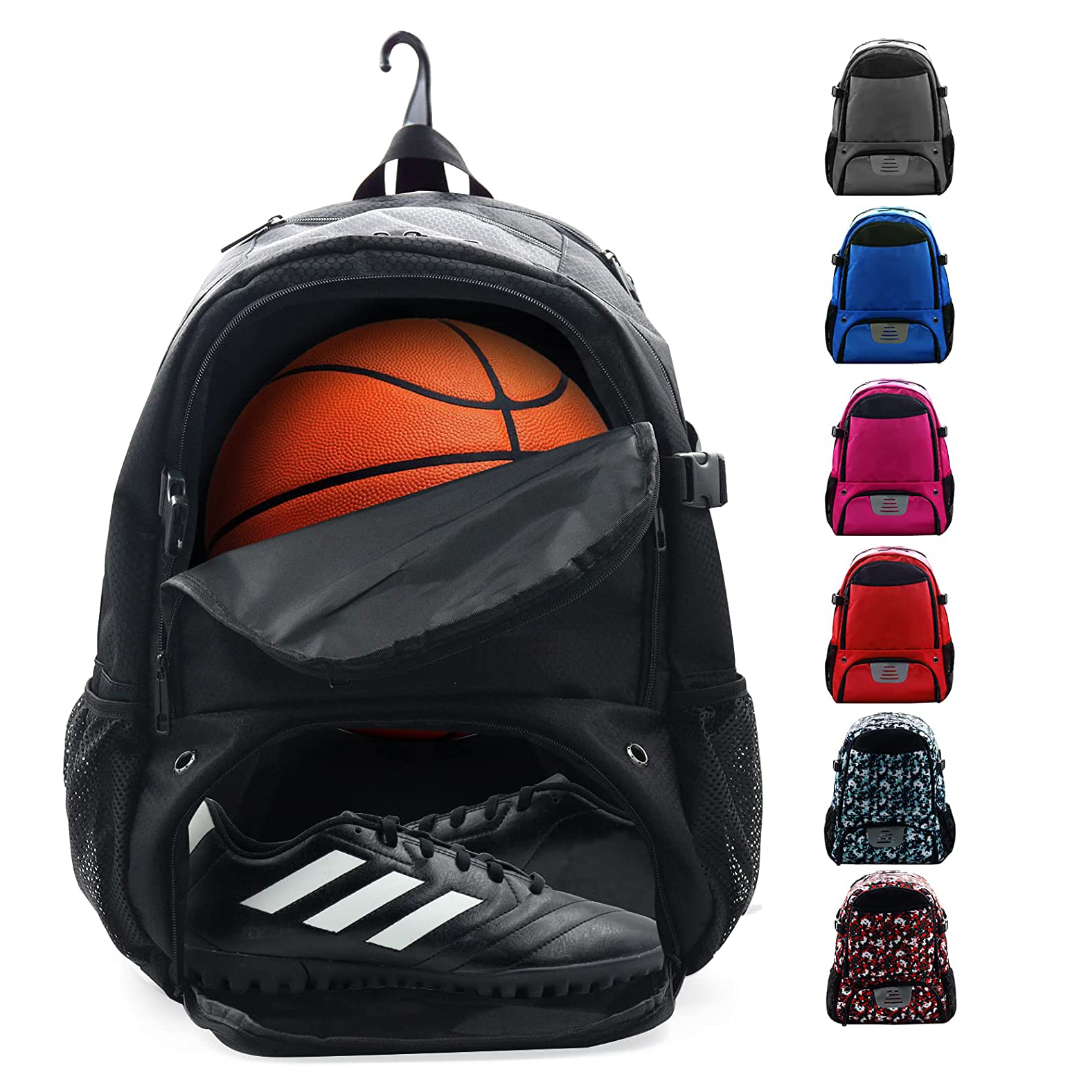 Mochila de baloncesto para hombres, bolsa de fútbol con compartimento para pelotas y compartimento para zapatos para baloncesto, fútbol, ​​entrenamiento de voleibol