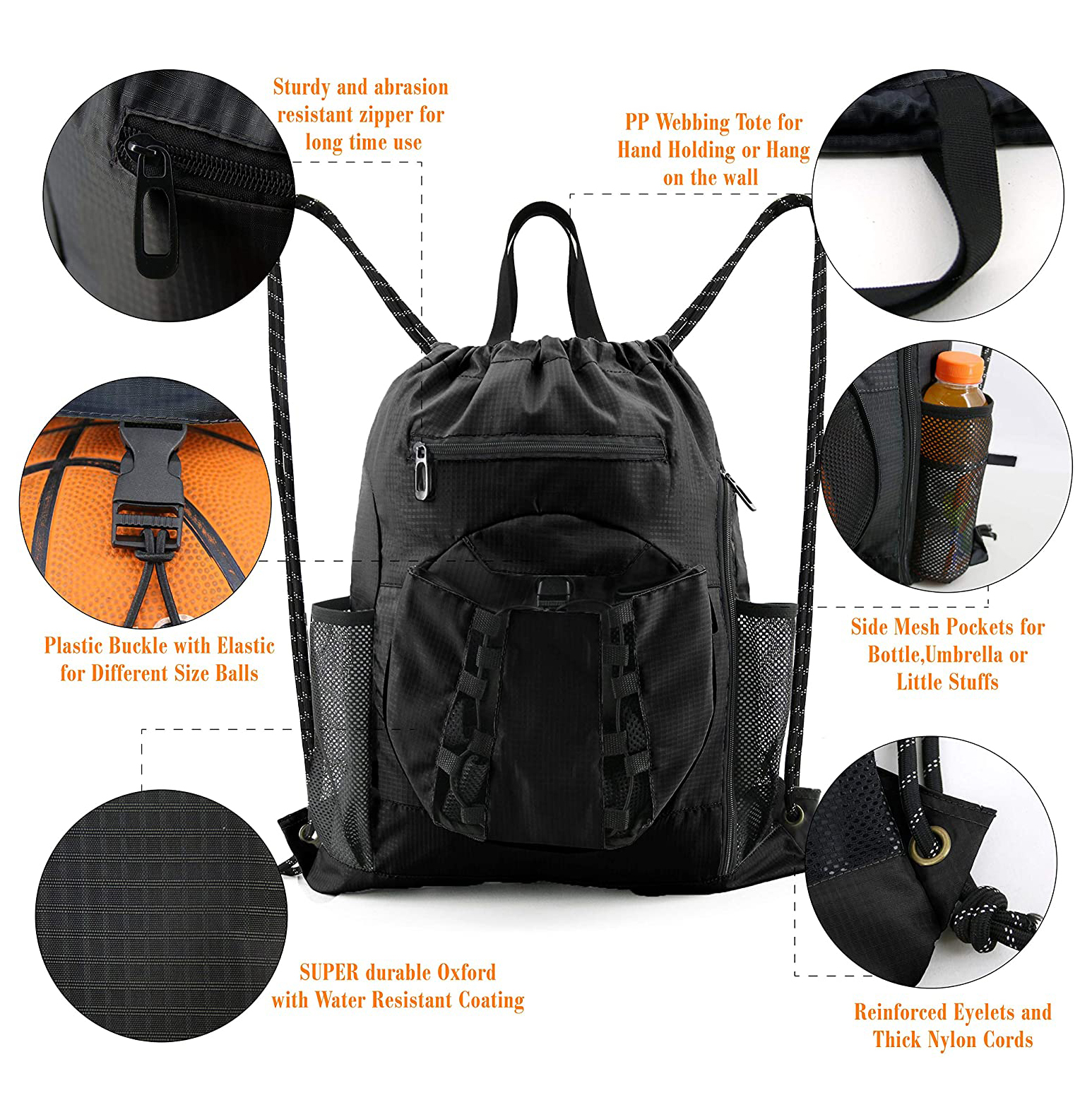 Mochila de baloncesto GYM para hombre, bolsa de fútbol con compartimento para pelotas y compartimento para zapatos para baloncesto, fútbol, ​​entrenamiento de voleibol