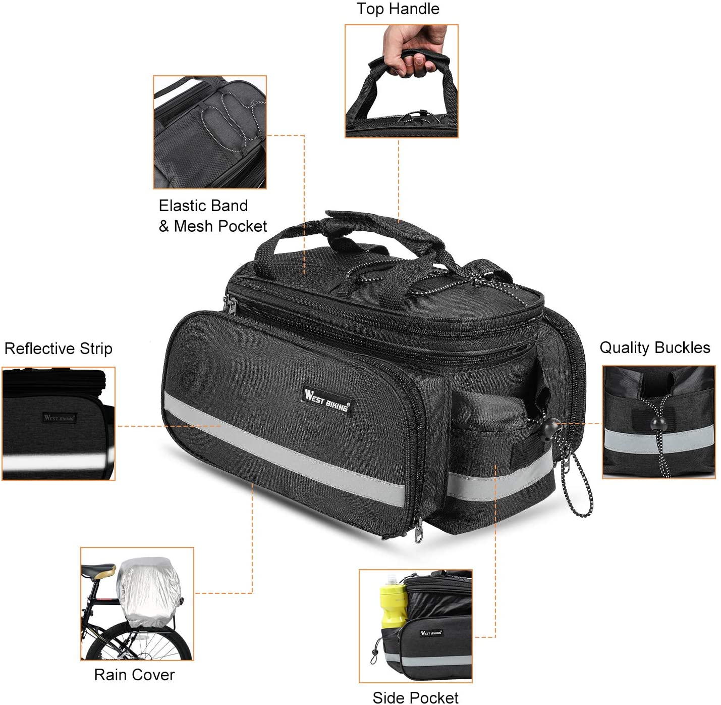 Bolsa de transporte para bicicleta de viaje impermeable profesional impermeable bicicleta de montaña bicicleta de carretera doble alforja bolsa trasera portabicicletas bolsa de viaje para marco