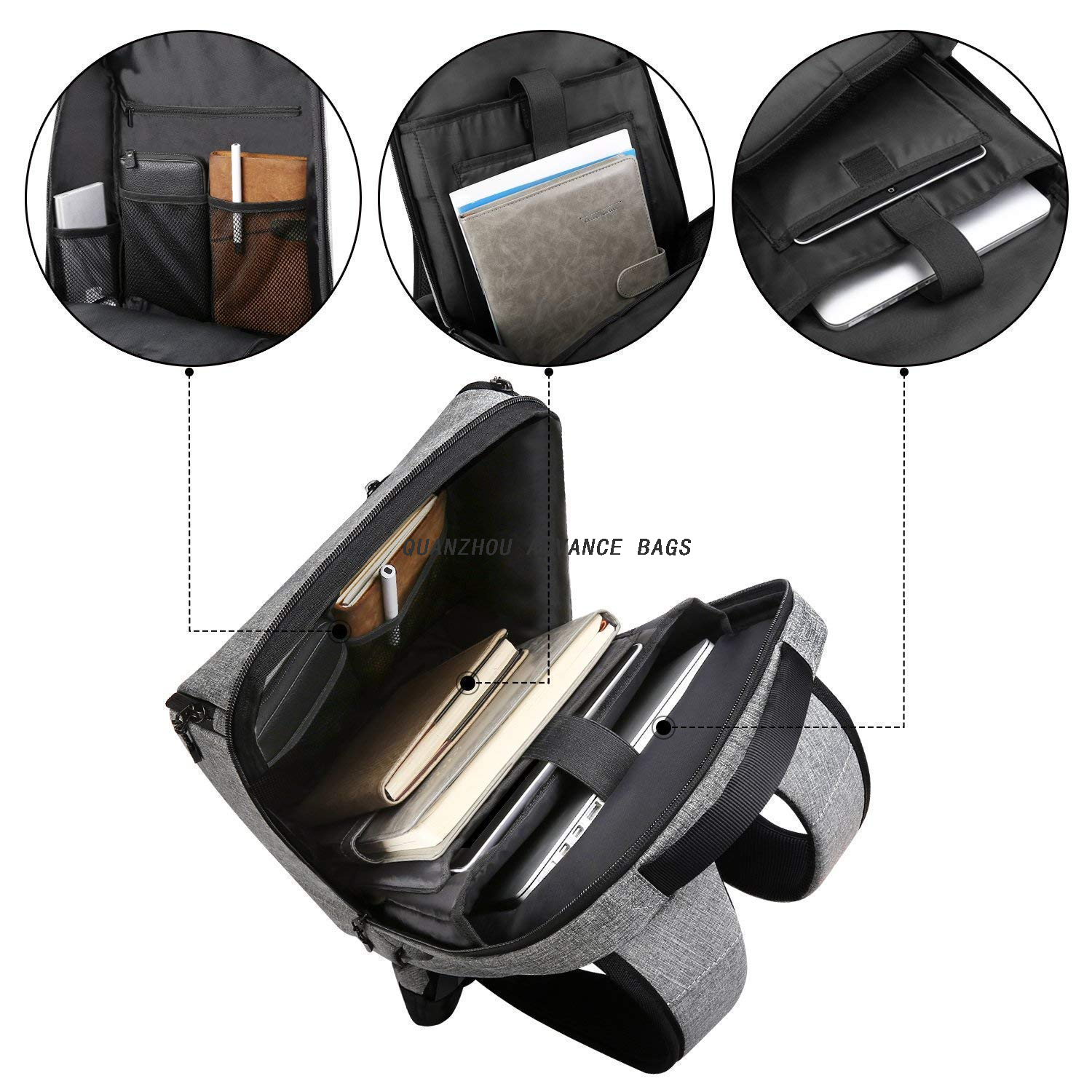 Maletín con carga USB antirrobo, bolsos para portátil, mochila para ordenador portátil de negocios, mochila universitaria, mochila de viaje, mochila para ordenador portátil para hombres y mujeres