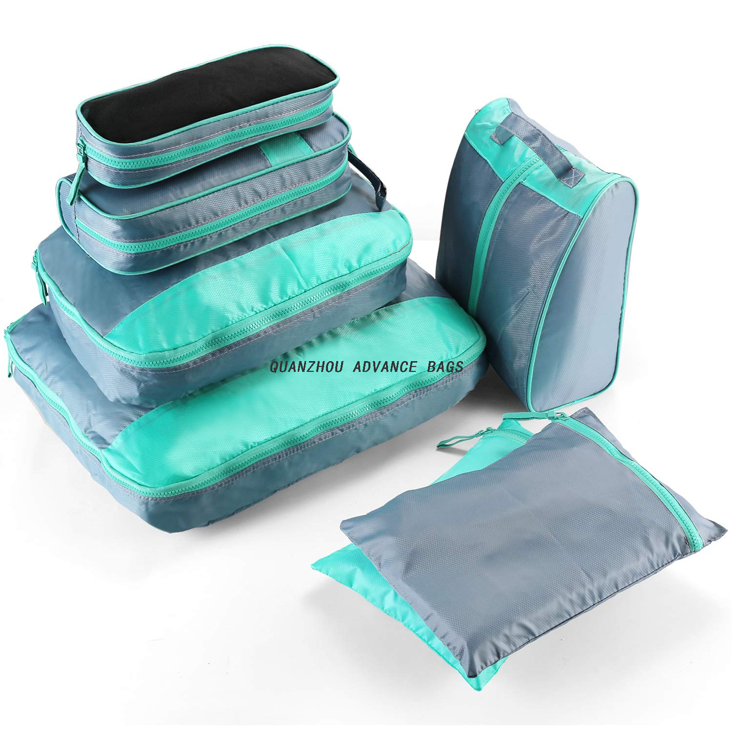 Juego de bolsas organizadoras de viaje BOLSA plegable ligera Bolsas organizadoras de equipaje de viaje 7 piezas Juego de bolsas de cubos de embalaje Personalizado a prueba de agua