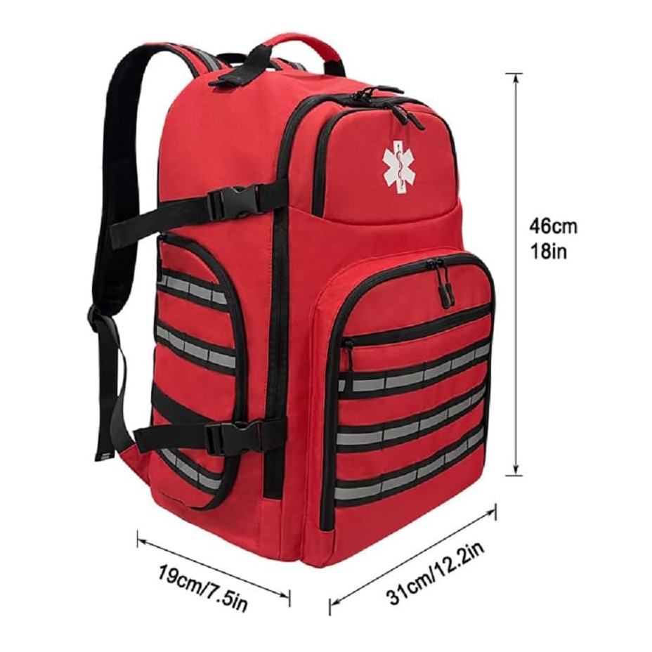 Bolsa de mochila de primer respondedor vacío vacío, transportista de primeros auxilios de trauma EMT para paramédicos y kit de suministros médicos de emergencia, liviano y duradero (mochila)
