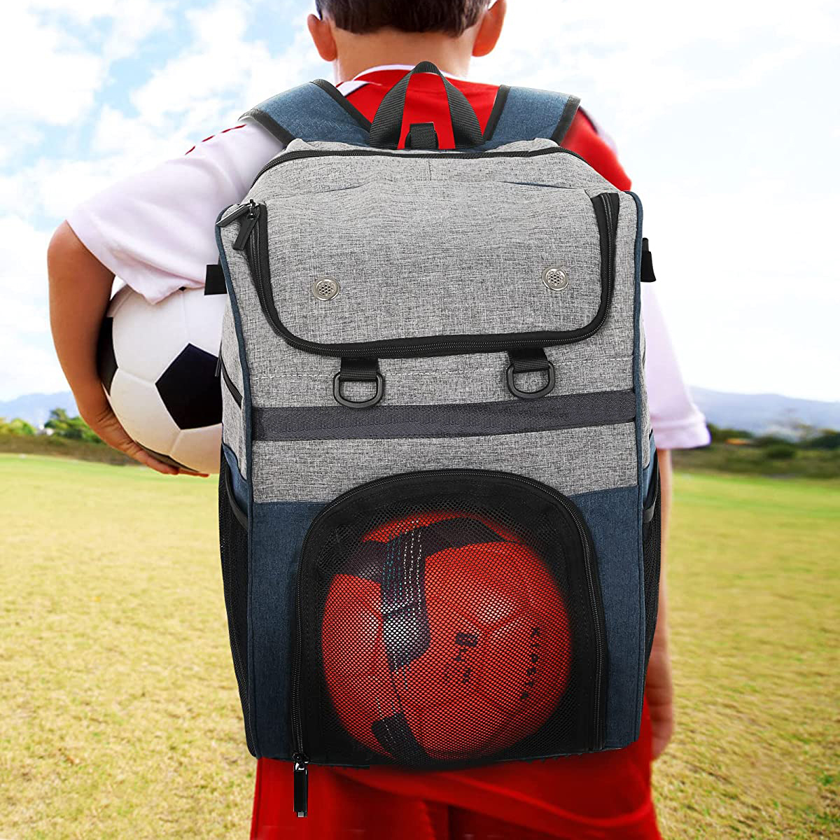 Mochila de baloncesto GYM para hombre, bolsa de fútbol con compartimento para pelotas y compartimento para zapatos para baloncesto, fútbol, ​​entrenamiento de voleibol