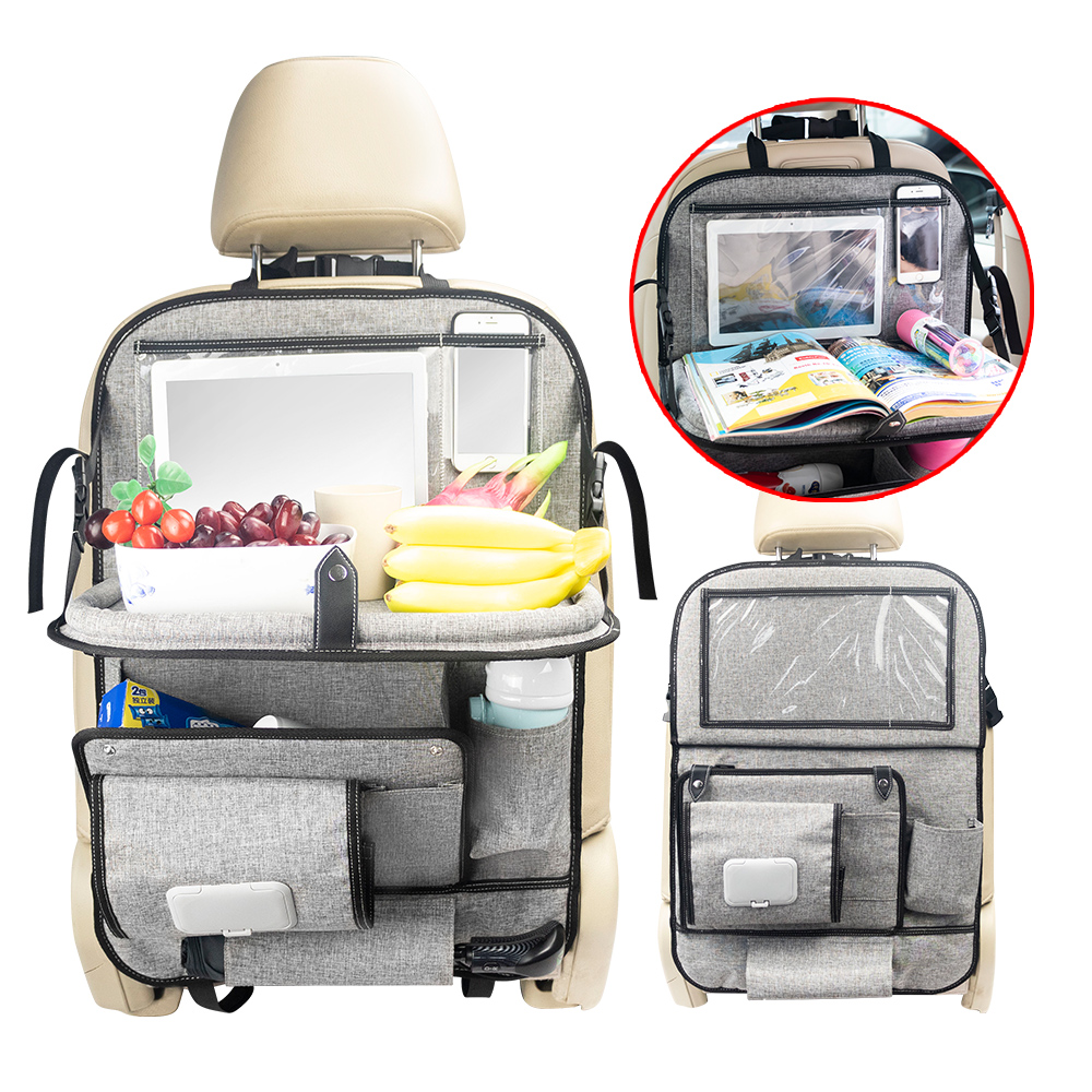 2021 ODM y OEM Protectores de respaldo de asiento de automóvil Organizador de asiento trasero Organizador de asiento trasero con soporte para tableta táctil