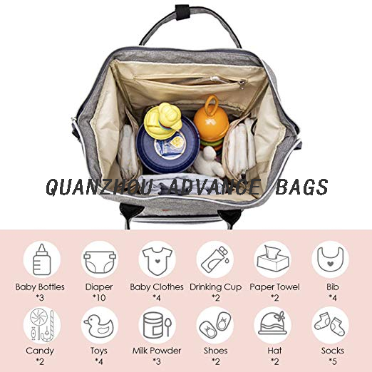 Factory Múltiples usos plegables Weekender Bolsas para bebés Mommy Baby Travel Mochila para pañales para bebés Bolsas para pañales con bolsillos aislados Mochila de estructura práctica y fácil de agarrar