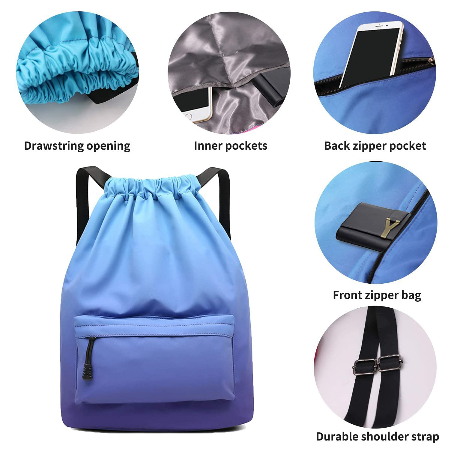 Bolsa de mochila con cordón con cuerda de comparación de zapatos Cinch Sackpack para unisex