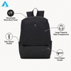 Mochila minimalista de nailon acanalado negro, mochila delgada y ligera para viajes diarios con múltiples bolsillos con cremallera para la escuela y la Oficina
