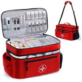 Advance impermeable doble capa de gran capacidad viaje estuche para botiquín de primeros auxilios poliéster divisores extraíbles almacenamiento de pastillas bloqueable