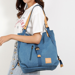 Precio de fábrica, bolso de mano Retro de lona para mujer, bolso de mano Convertible, mochila portátil, bolsos de hombro tipo shopper informales 