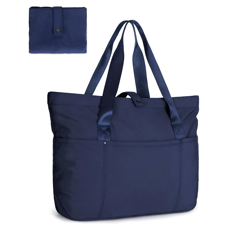 Venta al por mayor, bolso de mano plegable personalizado de 20L, bolso de hombro ligero y resistente al agua de Color sólido para las compras diarias de las mujeres