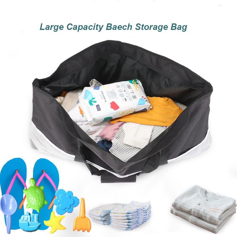 Bolsa de almacenamiento de playa impermeable de gran capacidad con logotipo personalizado y 8 bolsillos exteriores de malla para uso en bebés y maternidad