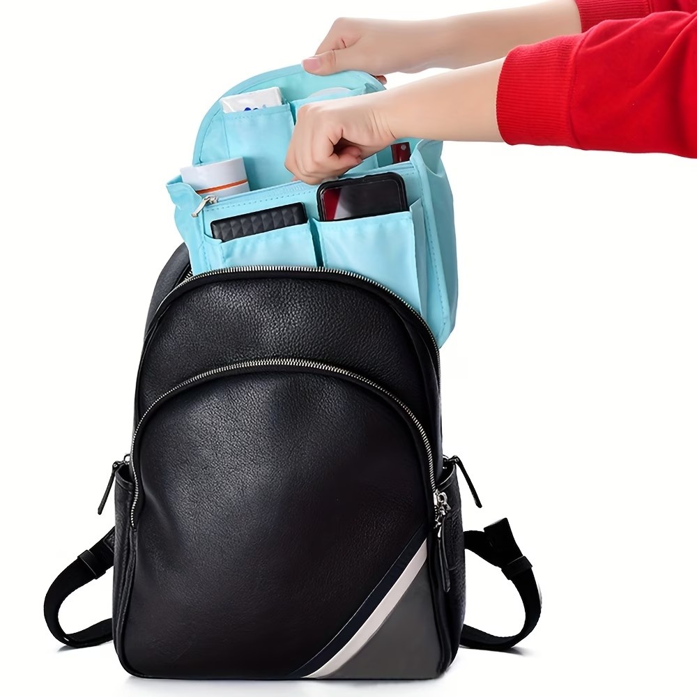 Mochila portátil con múltiples bolsillos personalizada, organizador de inserción, bolsa de cosméticos de gran capacidad, bolsa de almacenamiento con forro para viajes, uso diario