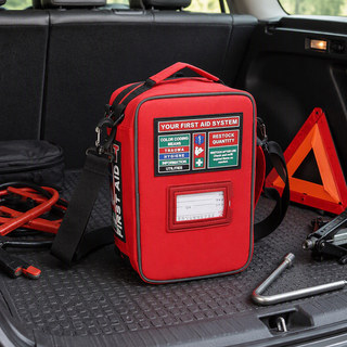 Bolsa de primeros auxilios para traumatismos de emergencia, impermeable, de primera calidad, con correa para el hombro, compartimentos etiquetados para coche, Camping, viajes al aire libre
