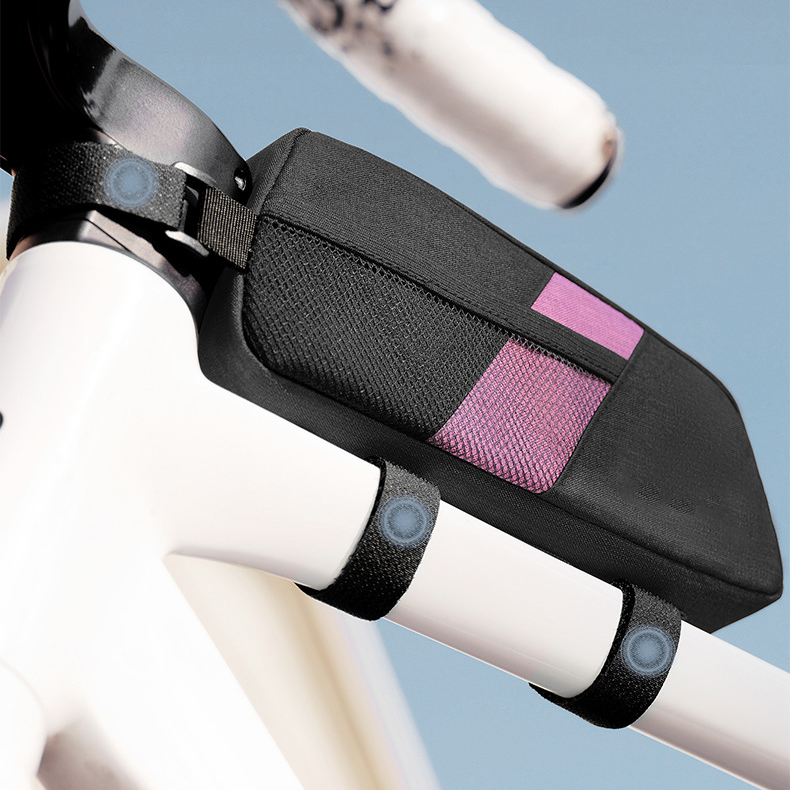 Bolsa de cuadro de bicicleta de tubo superior de bicicleta, impermeable, de poliéster, con cierre de cremallera, bolsa de almacenamiento para manillar, bolsillo para teléfono de acceso rápido para ciclismo
