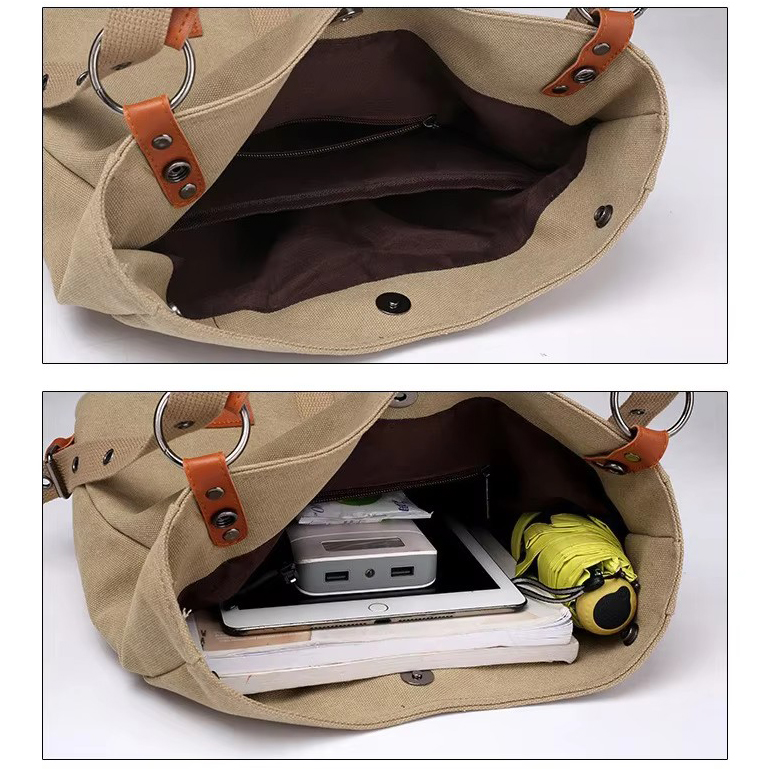 Precio de fábrica, bolso de mano Retro de lona para mujer, bolso de mano Convertible, mochila portátil, bolsos de hombro tipo shopper informales 