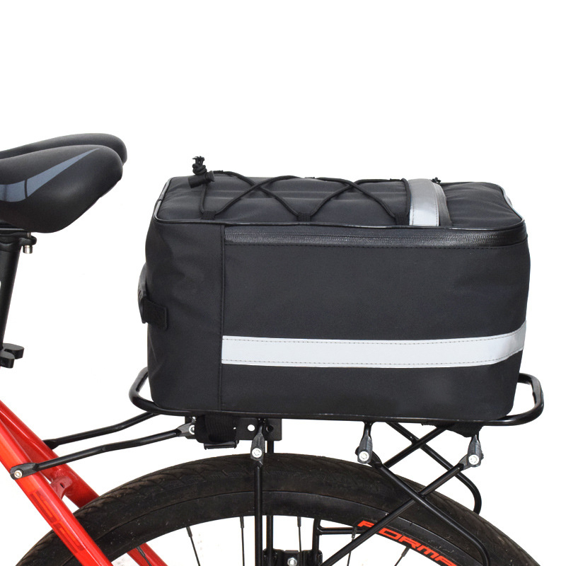 Advance-bolsa trasera de poliéster impermeable para bicicleta, bolsa de almacenamiento para maletero de bicicleta de gran capacidad, tira reflectante, bolsillo para teléfono con cremallera