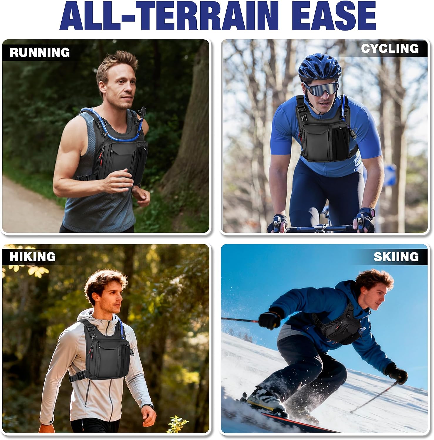 Chaleco táctico para correr para hombre con vejiga de hidratación ligera impermeable correas de mochila ajustables bolsa de agua reflectante