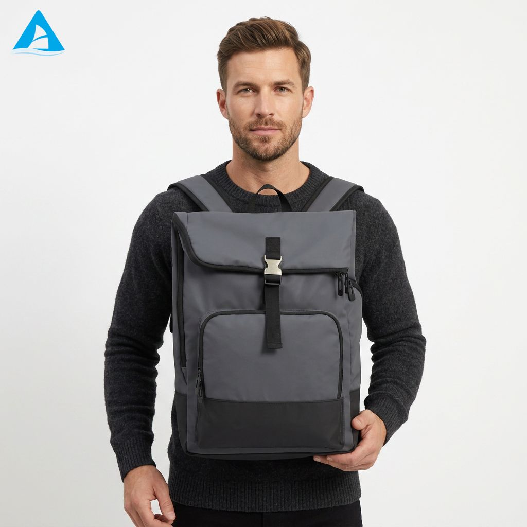 Mochila de negocios Unisex de gama alta, bolso de lona de gran capacidad, cremallera de poliéster resistente al agua, ordenador Simple de alta calidad