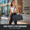 Bolsa de lona para gimnasio, color azul marino, con compartimento para zapatos, bolsa de viaje de fin de semana de nailon resistente al agua con correa desmontable para hombres y mujeres