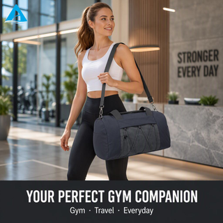 Bolsa de lona para gimnasio, color azul marino, con compartimento para zapatos, bolsa de viaje de fin de semana de nailon resistente al agua con correa desmontable para hombres y mujeres