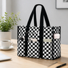 Bolso de mano para mujer con patrón de tablero de ajedrez impermeable a la moda, bolso de viaje portátil con múltiples bolsillos de gran capacidad