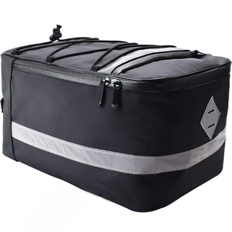Advance-bolsa trasera de poliéster impermeable para bicicleta, bolsa de almacenamiento para maletero de bicicleta de gran capacidad, tira reflectante, bolsillo para teléfono con cremallera
