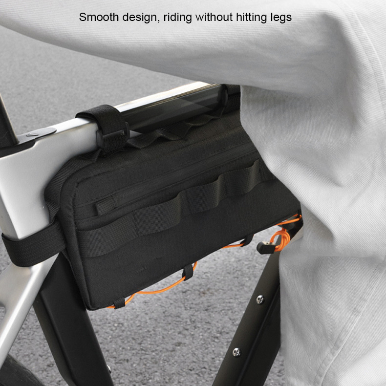 Bolsa de viga transversal de tubo inferior de bicicleta de carretera de montaña de gran capacidad impermeable de poliéster con cierre de cremallera para deportes al aire libre