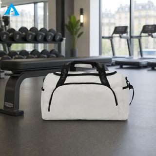 Bolsa de lona blanca para viajes al gimnasio Bolsa deportiva de fin de semana resistente al agua de gran capacidad con hombrera Sherpa y asa cómoda
