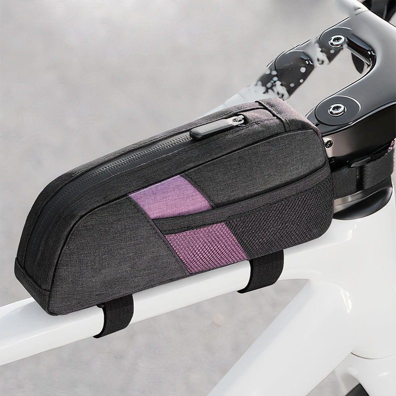 Bolsa de cuadro de bicicleta de tubo superior de bicicleta, impermeable, de poliéster, con cierre de cremallera, bolsa de almacenamiento para manillar, bolsillo para teléfono de acceso rápido para ciclismo