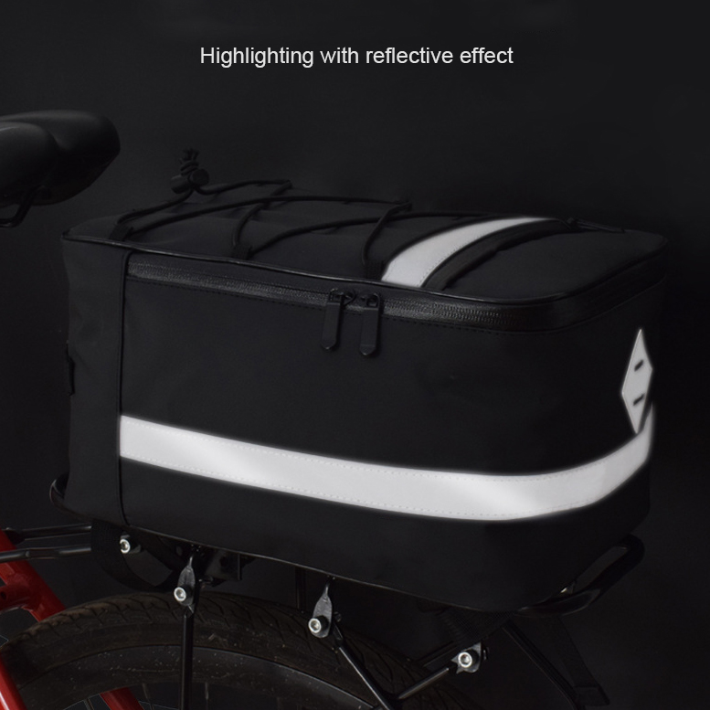Advance-bolsa trasera de poliéster impermeable para bicicleta, bolsa de almacenamiento para maletero de bicicleta de gran capacidad, tira reflectante, bolsillo para teléfono con cremallera
