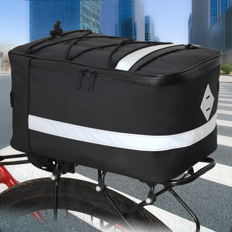 Advance-bolsa trasera de poliéster impermeable para bicicleta, bolsa de almacenamiento para maletero de bicicleta de gran capacidad, tira reflectante, bolsillo para teléfono con cremallera