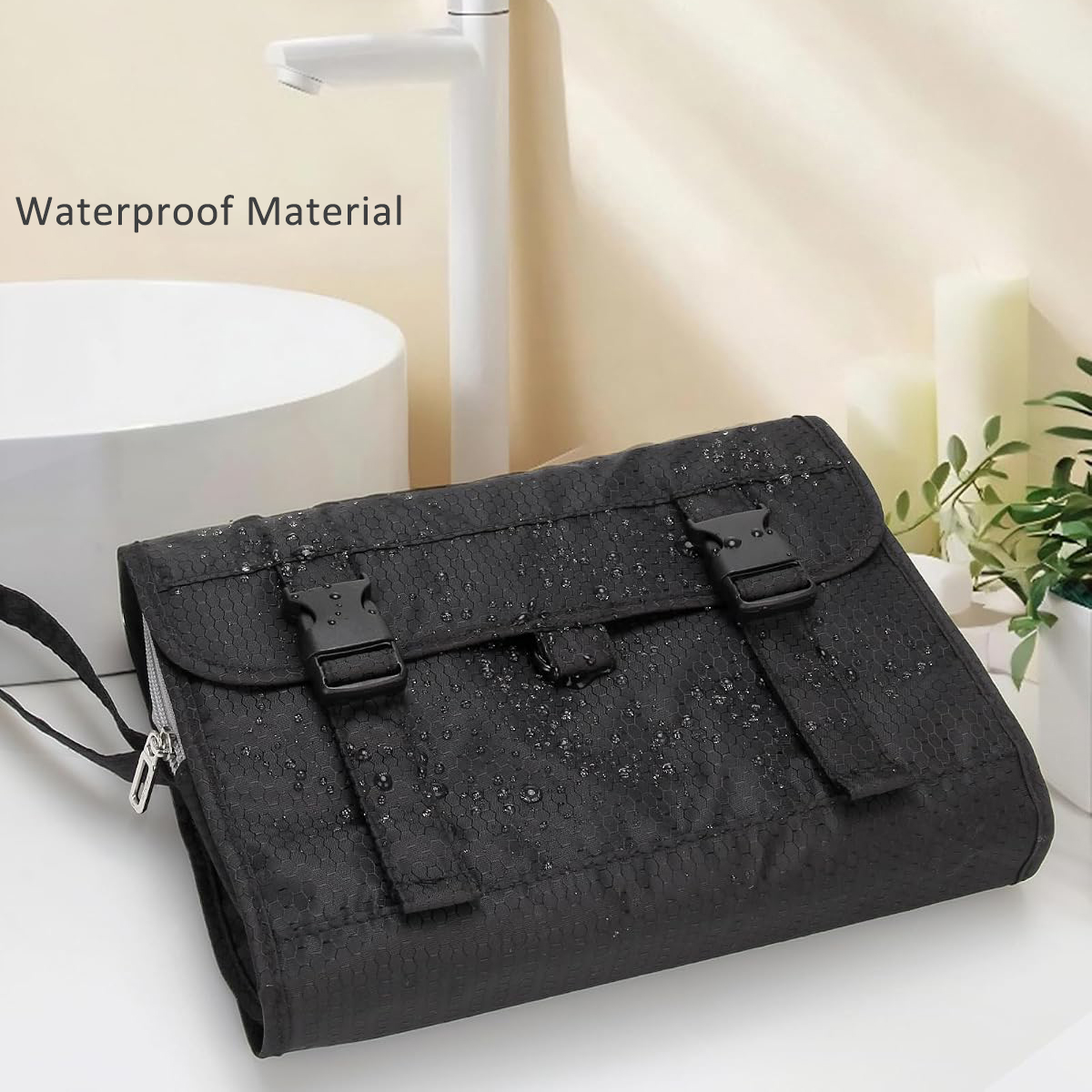 Bolsa de aseo colgante impermeable a la moda personalizada, bolsas plegables de cosméticos de viaje portátiles de gran capacidad para hombres y mujeres