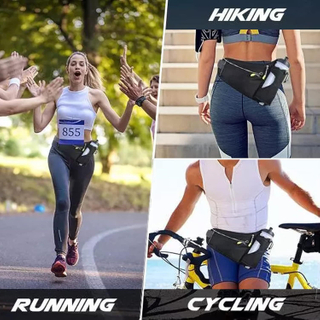 Riñonera multifuncional de nailon para correr, riñonera deportiva portátil, impermeable, Unisex, con soporte para botella de agua