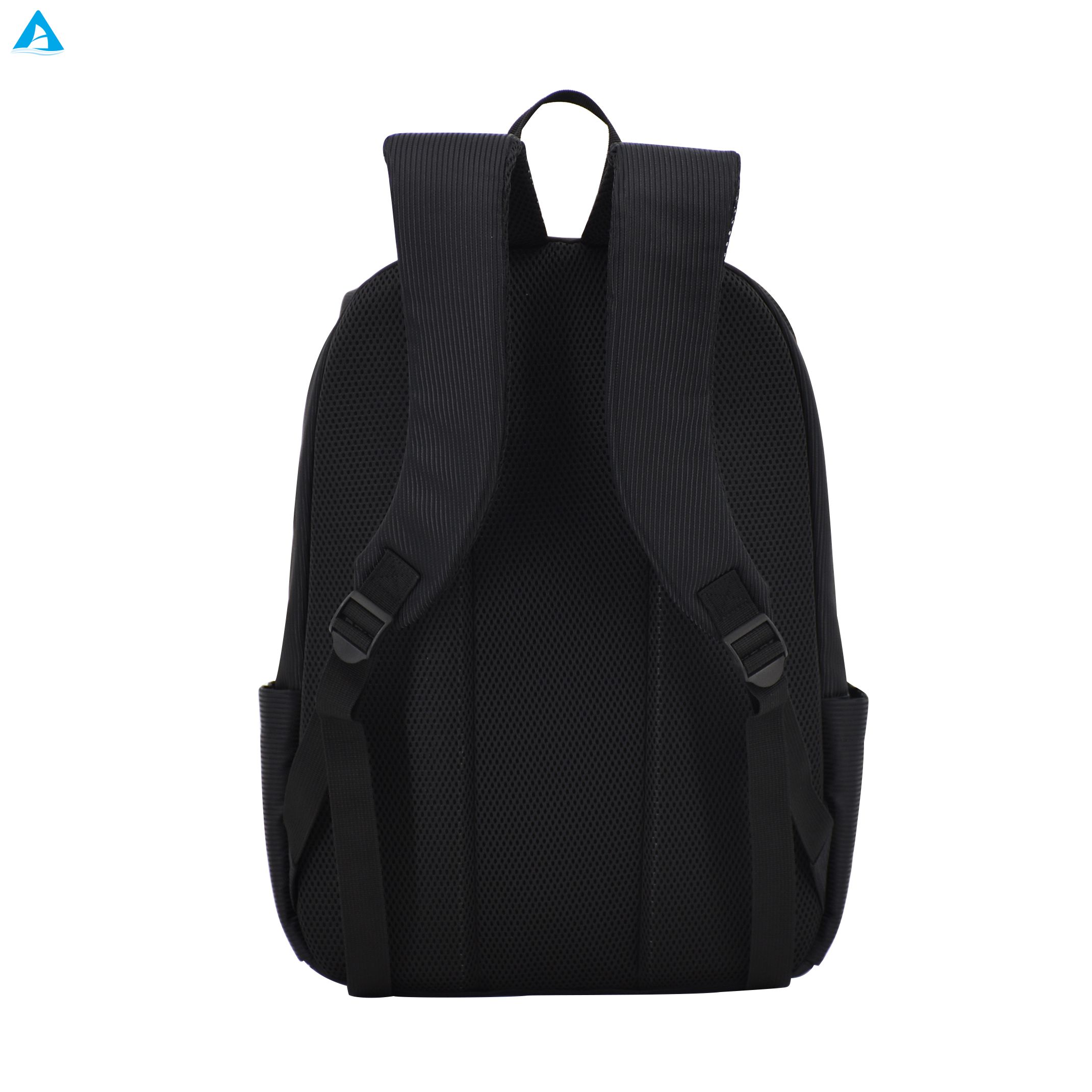 Mochila minimalista de nailon acanalado negro, mochila delgada y ligera para viajes diarios con múltiples bolsillos con cremallera para la escuela y la Oficina