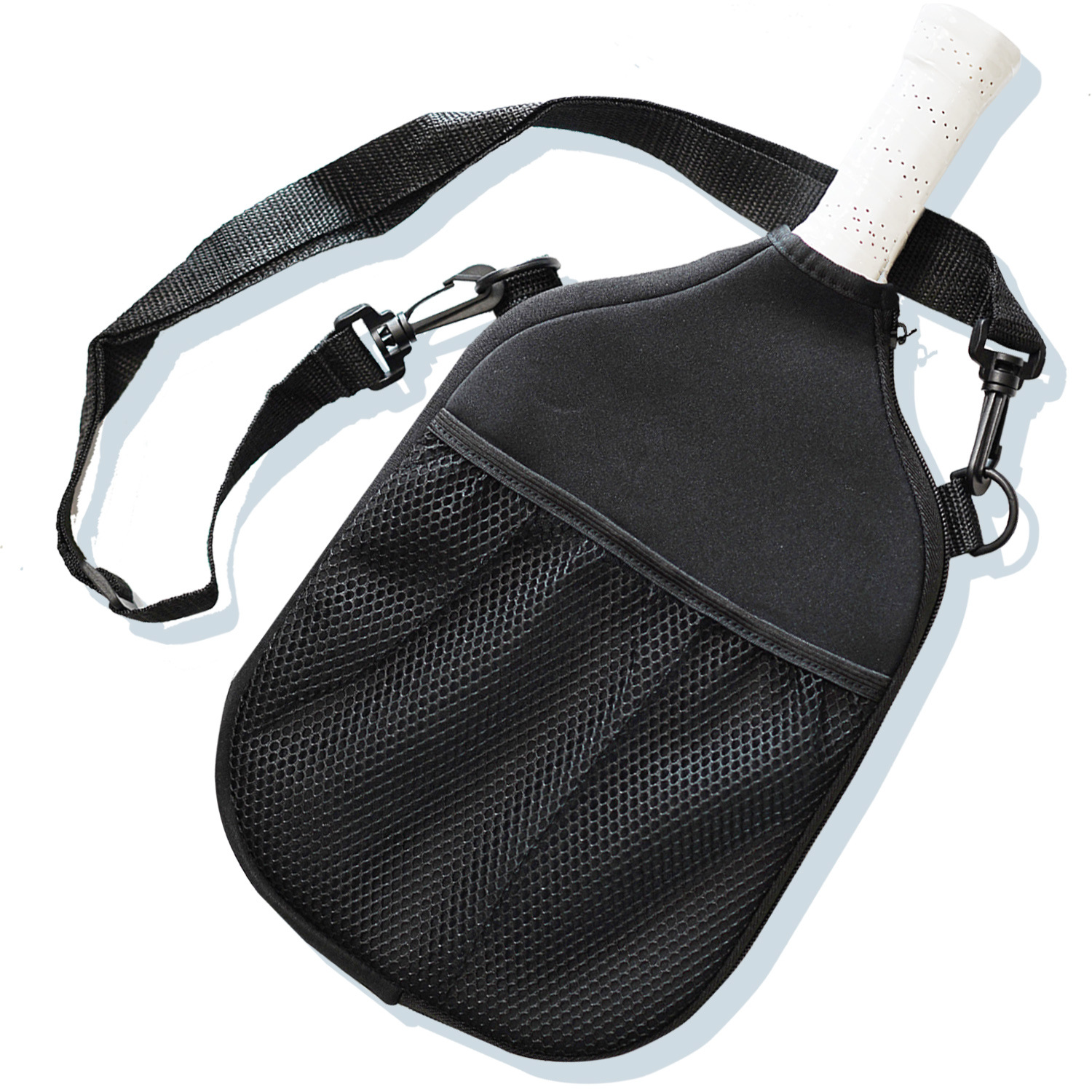 Pickleball Paddle Bag Mochila de neopreno con bolsillo de malla, correa ajustable para hombres y mujeres, deportes al aire libre
