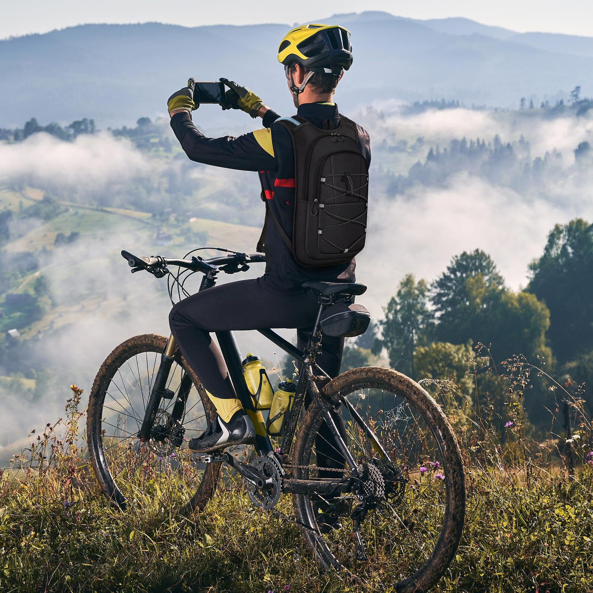 Mochila de hidratación para exteriores, chaleco con forro a prueba de fugas, malla transpirable para correr, ciclismo, mochila con tira reflectante para hombres y mujeres