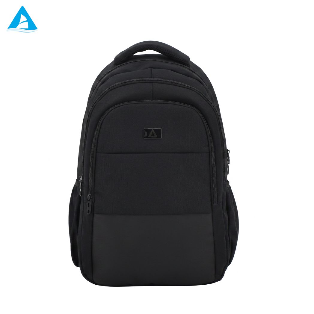 Mochila clásica negra para ordenador portátil de 14 pulgadas, bolso de oficina de negocios de nailon duradero con 3 compartimentos y bolsillos para botellas para viajes escolares para hombres