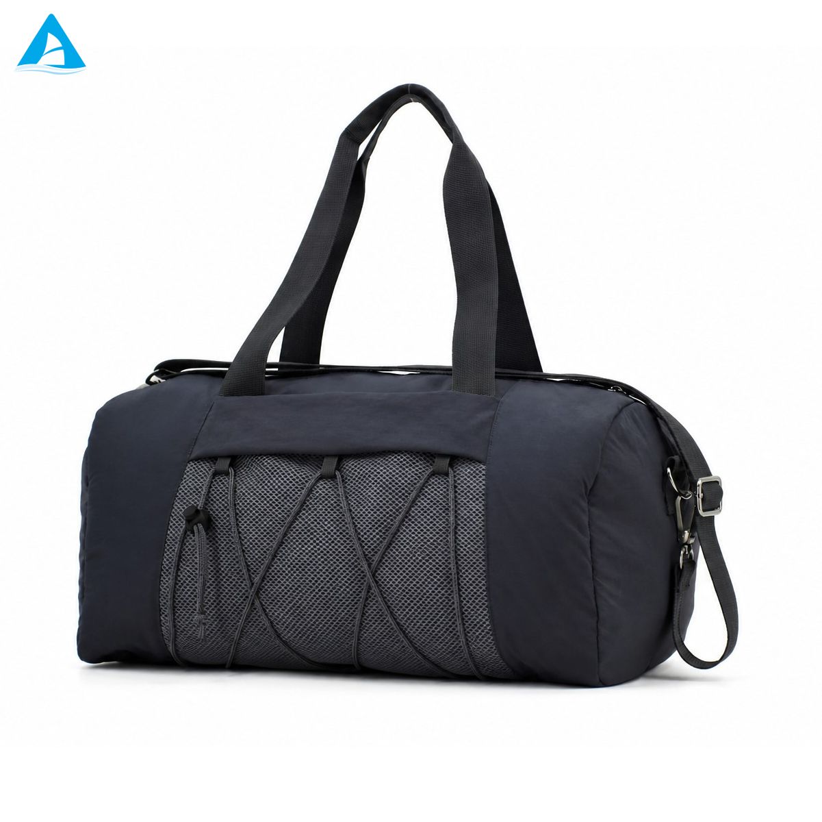 Bolsa de lona para gimnasio, color azul marino, con compartimento para zapatos, bolsa de viaje de fin de semana de nailon resistente al agua con correa desmontable para hombres y mujeres