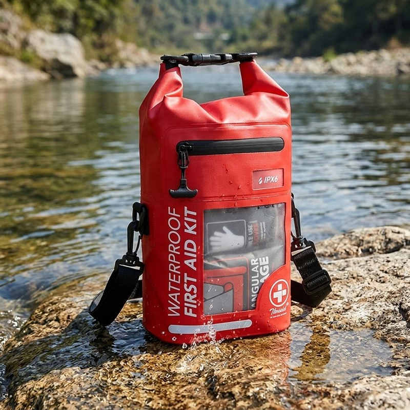 Botiquín de primeros auxilios impermeable, bolsa seca enrollable de PVC, bolsa de emergencia médica con ventana Visual transparente, tiras reflectantes para exteriores