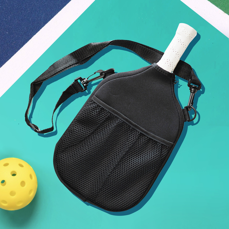 Pickleball Paddle Bag Mochila de neopreno con bolsillo de malla, correa ajustable para hombres y mujeres, deportes al aire libre