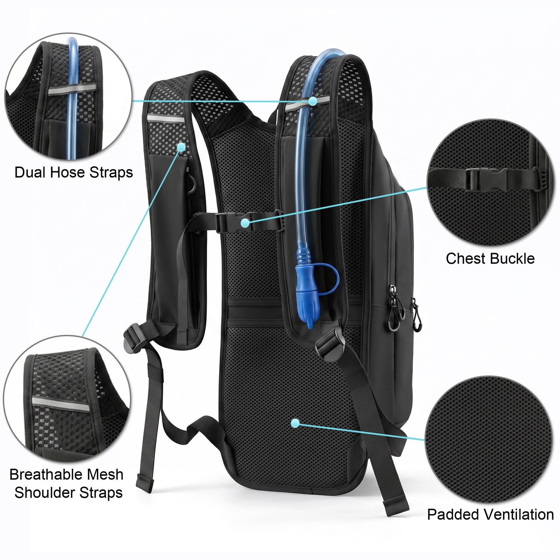 Mochila de hidratación para exteriores, chaleco con forro a prueba de fugas, malla transpirable para correr, ciclismo, mochila con tira reflectante para hombres y mujeres