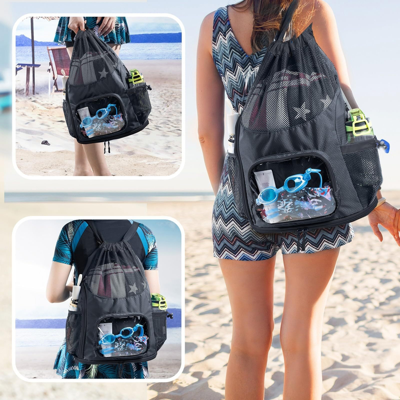 Mochila con cierre y separación en seco y húmedo para hombre y mujer, mochila deportiva para natación, malla de gran capacidad, transpirable, moda de viaje, ligera