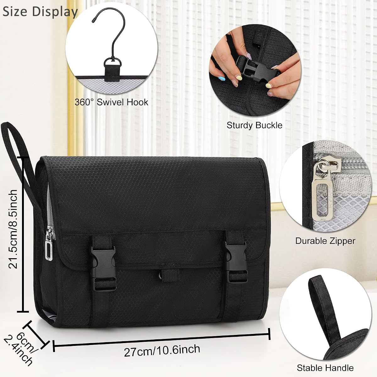 Bolsa de aseo colgante impermeable a la moda personalizada, bolsas plegables de cosméticos de viaje portátiles de gran capacidad para hombres y mujeres